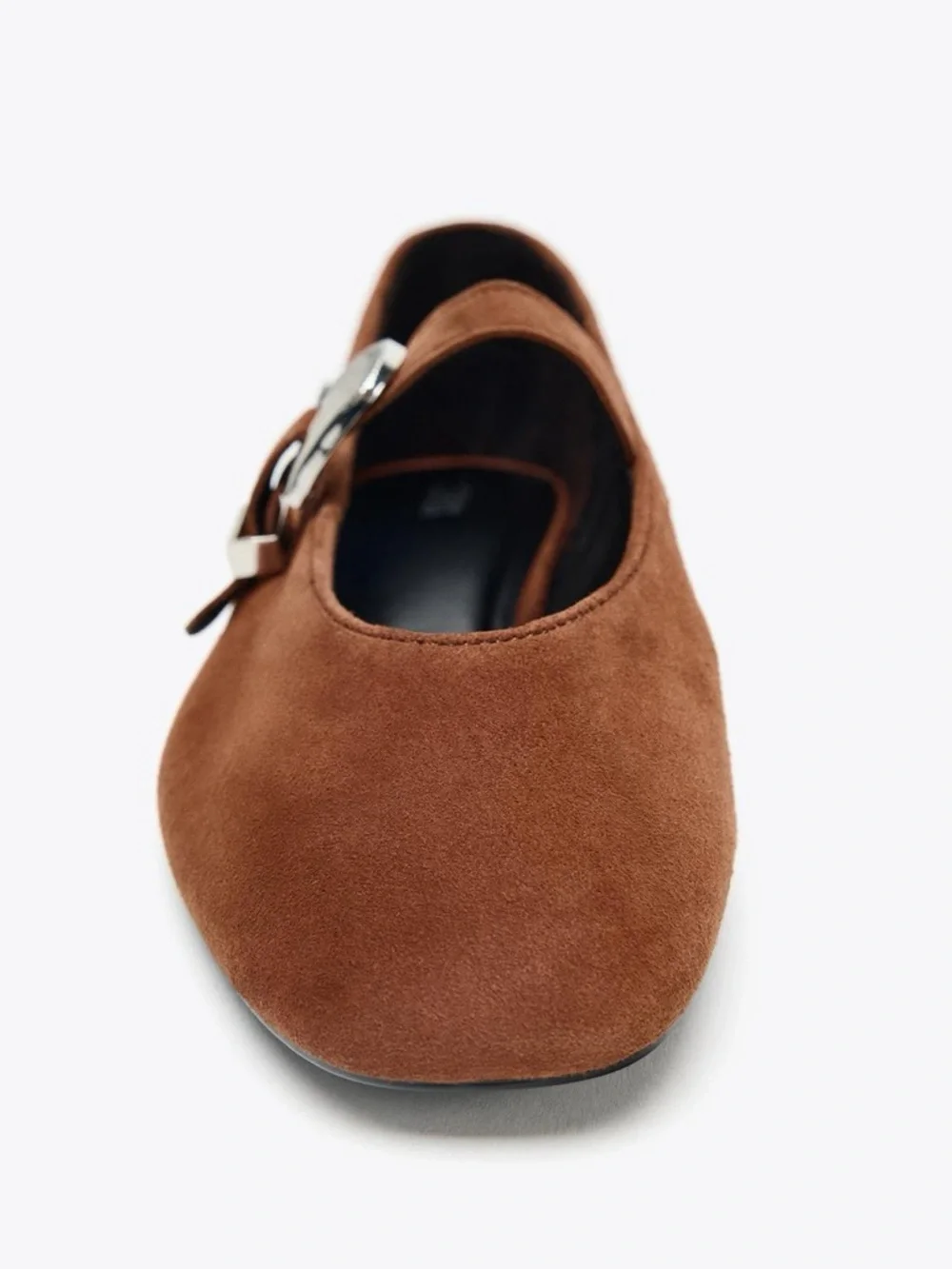 Zara Buckle Suede Mary Jane Flats. Brick NWT. Size 8/8.5